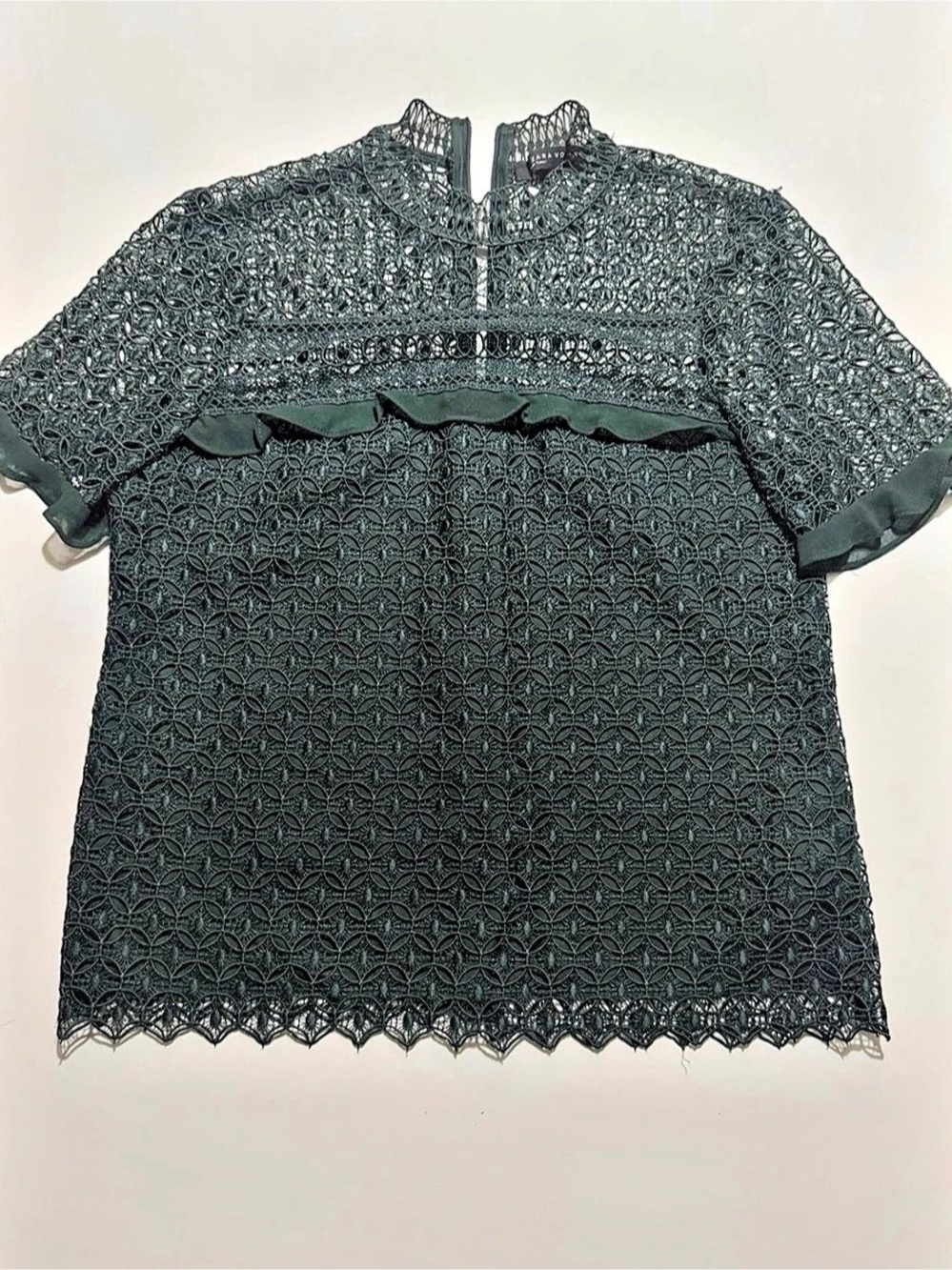 Zara Dark Green Lace Blouse